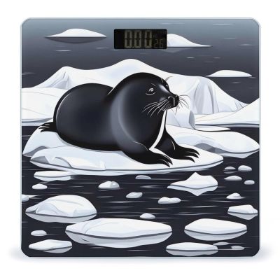 Weight Scale, Seals on Ice Print Digital Scale Bathroom Scale LCD Display Scale Body Weight Scale Portable Scale