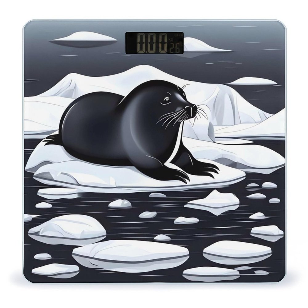 Weight Scale, Seals on Ice Print Digital Scale Bathroom Scale LCD Display Scale Body Weight Scale Portable Scale