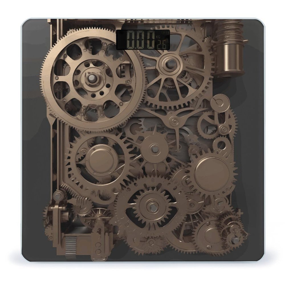Weight Scale, Steampunk Mechanical Gears Print Digital Scale Bathroom Scale LCD Display Scale Body Weight Scale Portable Scale