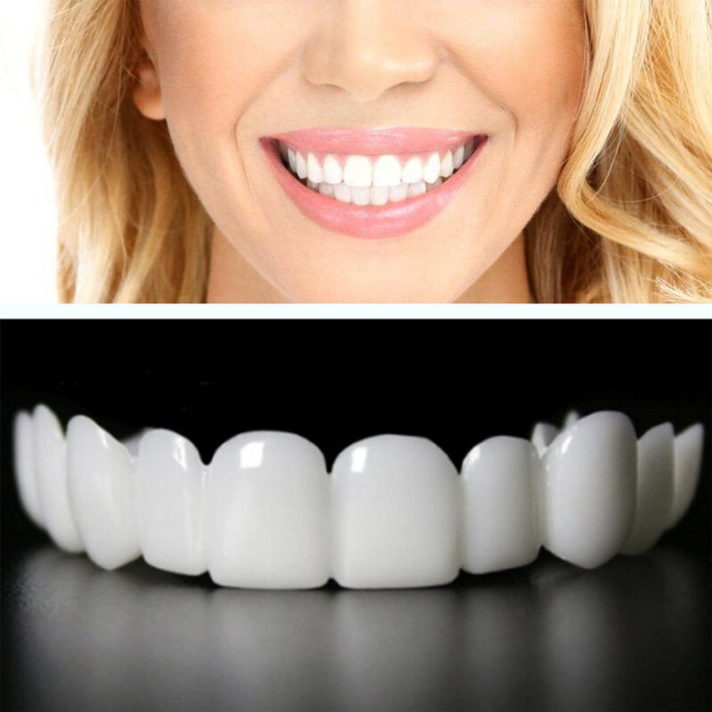 Wttfc Clip in Veneers Teeth, 2 Pairs Fake Teeth Veneers, Clip on Veneers Top and Bottom, Instant Veneers Dentures, Snap on Dentures, False Teeth, Snap on Veneers Teeth for Regain Confident Smile