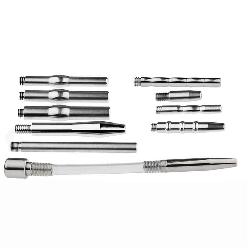 10PCS Hollow Urethral Training Kit Male Urethral Masturbation Urethral Plug Flat Chastity Lock Accessories Urethral Catheter Urethral Sound Chastity Device