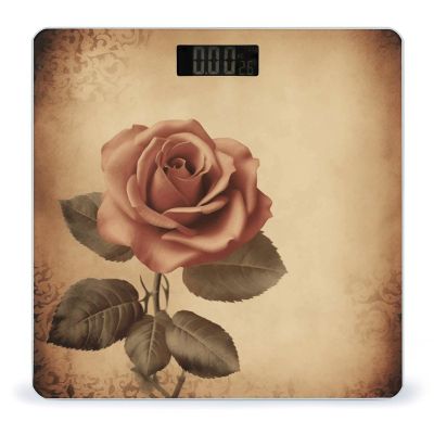 Weight Scale, Vintage Rose Print Digital Scale Bathroom Scale LCD Display Scale Body Weight Scale Portable Scale