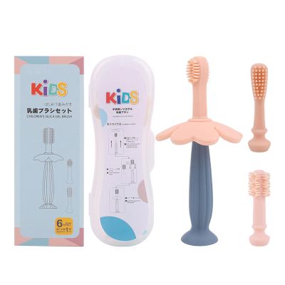 Teksome Manual Toothbrush for Children | Manual Silicone Toothbrush for Teeth Cleaning | Cute Floral Appearance Toothbrush for Home Travel Use for Nursery, Travelling
