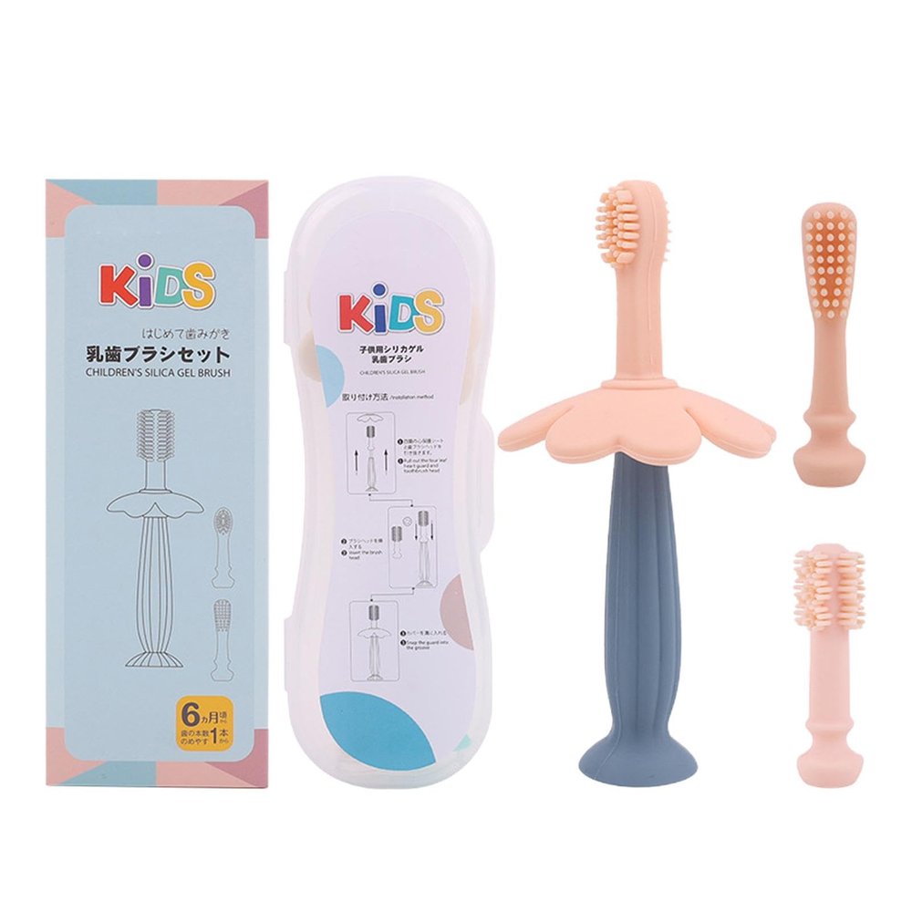 Teksome Manual Toothbrush for Children | Manual Silicone Toothbrush for Teeth Cleaning | Cute Floral Appearance Toothbrush for Home Travel Use for Nursery, Travelling