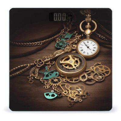Weight Scale, Steampunk Watches Keys and Chains Print Digital Scale Bathroom Scale LCD Display Scale Body Weight Scale Portable Scale