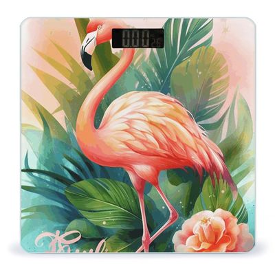 Weight Scale, Tropical Flamingo Print Digital Scale Bathroom Scale LCD Display Scale Body Weight Scale Portable Scale