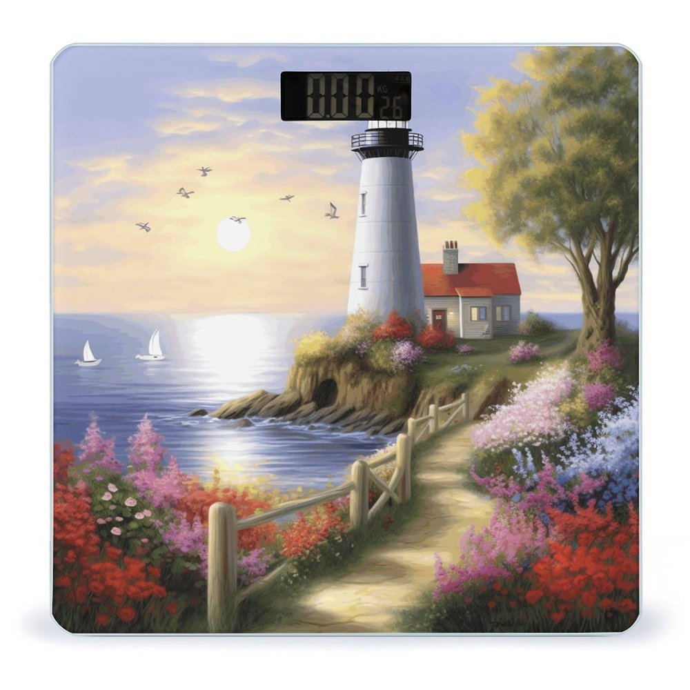 Weight Scale, Lighthouse Diamond Painting Print Digital Scale Bathroom Scale LCD Display Scale Portable Scale Fitness Scale Household Scale