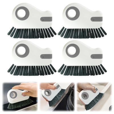 2-in-1 Joint Brush for Window and Door Rails - Multifunctional Hard Bristle Cleaning Brush with Hidden Scraper - Corner Cleaning Brush, Small Brushes for Cleaning Corners and Joints (4 Grey)