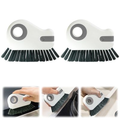 2-in-1 Joint Brush for Window and Door Rails - Multifunctional Hard Bristle Cleaning Brush with Hidden Scraper - Corner Cleaning Brush, Small Brushes for Cleaning Corners and Joints (2 Grey)