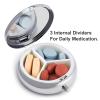 Pill Case Round Pill Box with 3 Compartment (designName) Pill Organizer Waterproof Medicine Organizer Box for Travel Metal Pill Containers for Medication Planner view 3