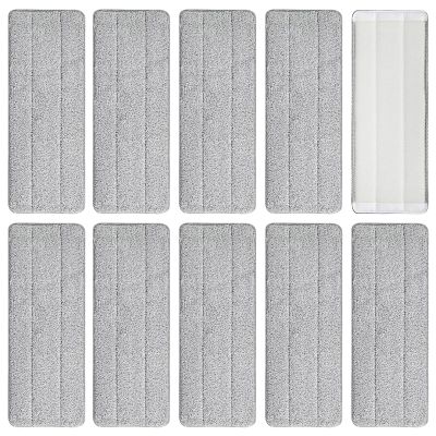 10 Microfibre Mop Pads, Washable Dry/Wet Replacement for All Spray Mops, Fit for Hardwood, Marble, Tiles, Laminate (Grey)