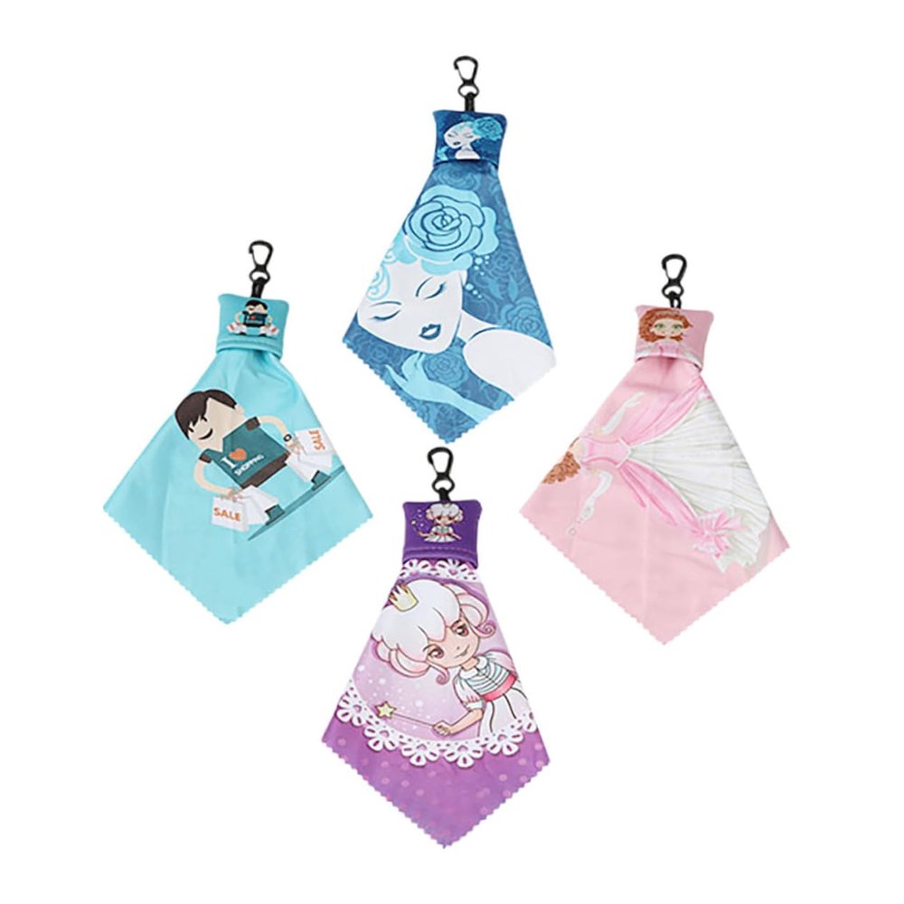 4pcs Eyeglass Cleaning Cloth Key Rings with Rope for Sunglasses