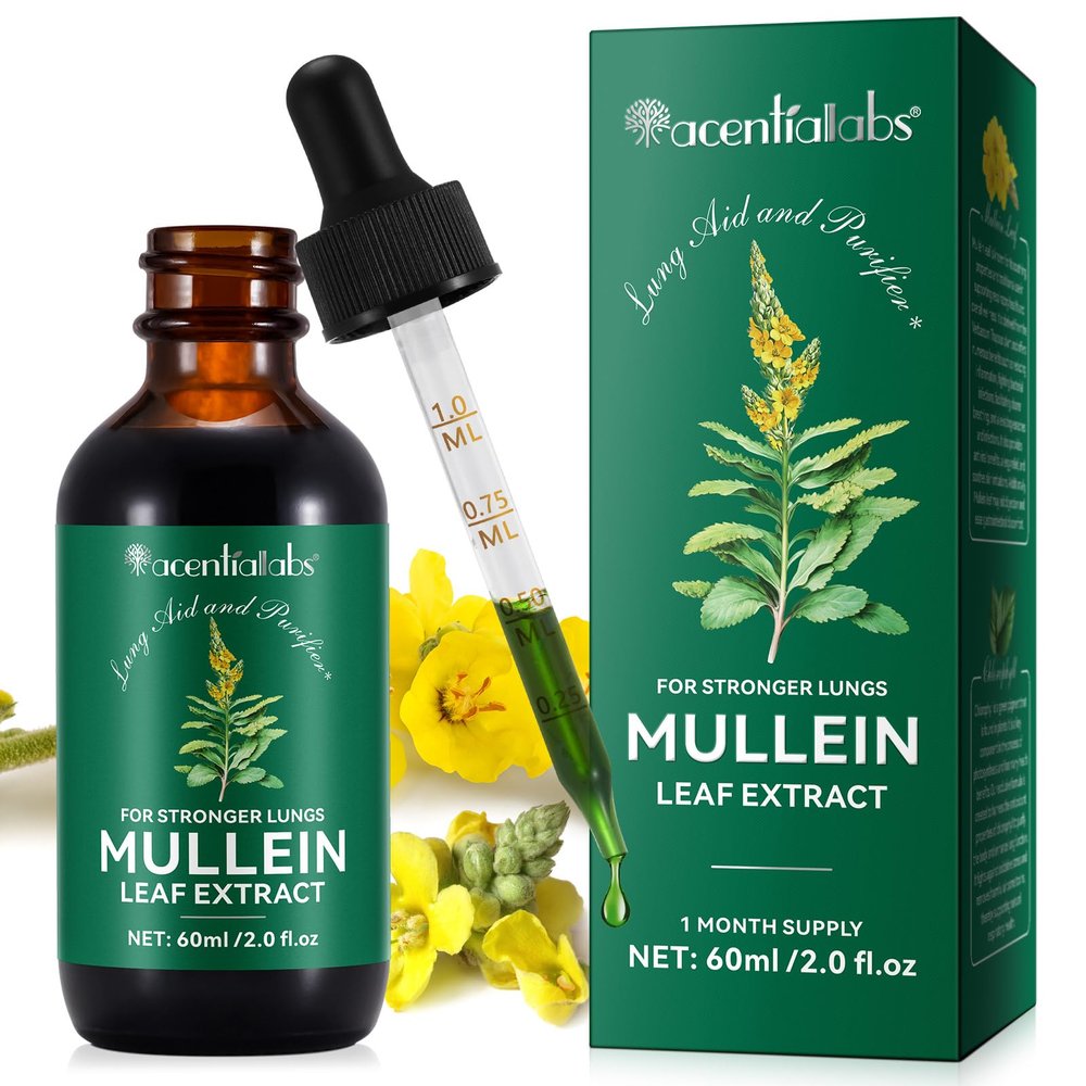 Mullein Drops, Mullein Leaf Extract for Lungs Natural Mullein Leaf Extract Drops, Fast Absorption, Lungs Cleanse, 60ml