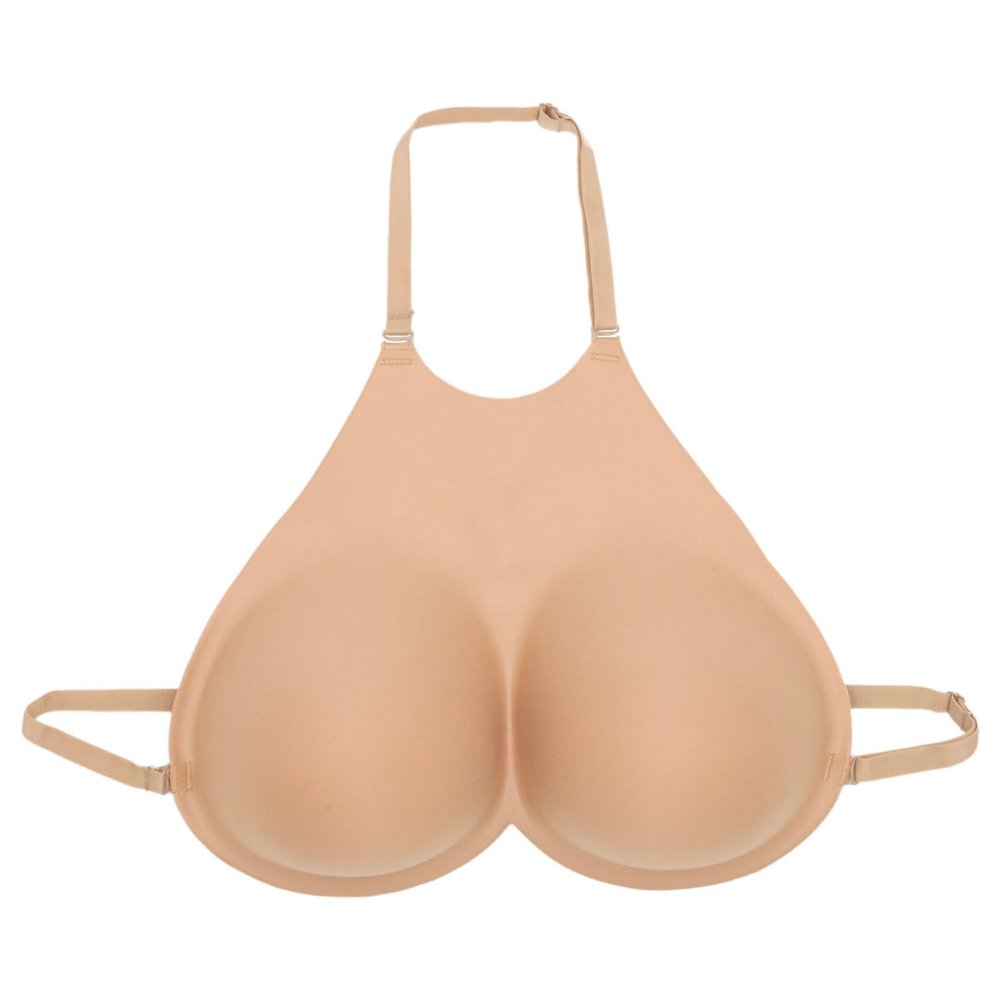 inhzoy Sponge Fake Boobs D Cup Breast Plate Adjustable Straps Fake Breasts Crossdresser Cosplay Prosthesis Mastectomy Type A Nude One Size