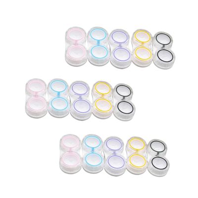 COLLBATH 15pcs Lens Storage Container Dual Compartment Lens Organizer Case Portable Holder Suitable for Daily Use and Travel Sturdy and Compact Design