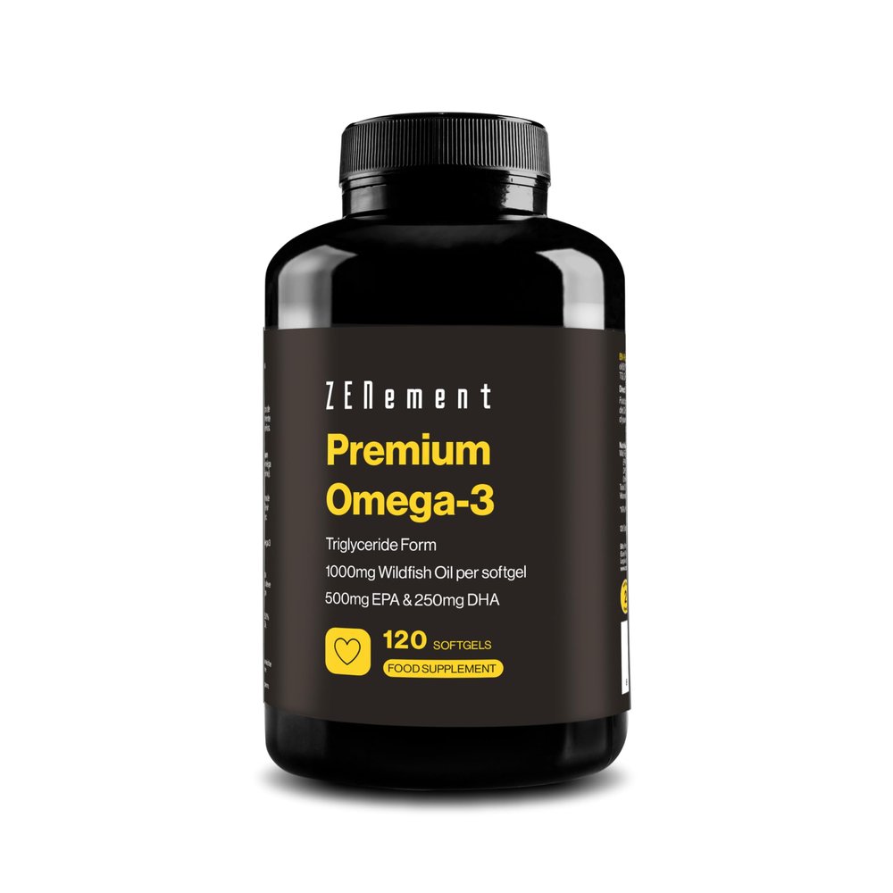 Omega 3 Premium - Triglycerides for Optimal Absorption - 1000 mg EPA + 500 mg DHA per Dose - Wild Fish Oil Certified FOS - 120 Capsules