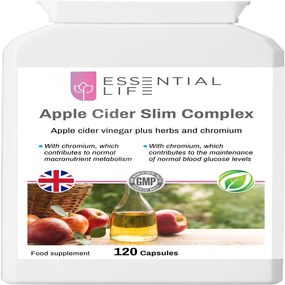 Essential Life Apple Cider Slim Complex - Apple Cider Vinegar Capsules - Apple Cider Vinegar Capsules Vegan 400mg with herbs