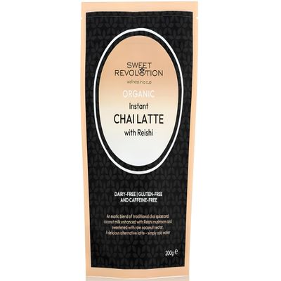 Sweet Revolution Organic Instant Chai Latte with Reishi Mushroom (2 x 200g), Dairy Free, Gluten Free, Caffeine Free.
