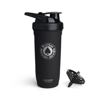 Smartshake Rockband Reforce Stainless Steel Protein Shaker Bottle 900 ml | 30 oz - Leakproof Screw-on Lid - BPA Free - Non Insulated  Unisex - Motrhead, Born To Lose Logo on Bottle