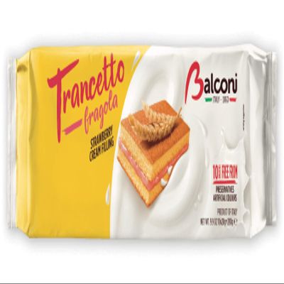 Balconi Trancetto Cake - Premium Quality Italian Sponge Cakes (Free from preservatives) | 280g each with 10 snacks inside | (5 Packets, Strawberry cream filling)