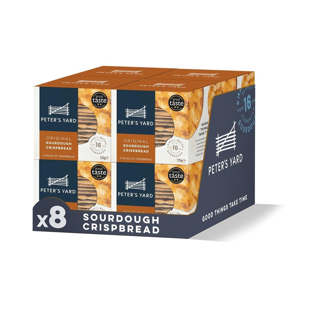 Peter's Yard Sourdough Crispbread, Under 40 Calories, High Fibre, Natural Ingredients, Low Sugar, Pack of 125g x 8