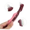 FRCOLOR 4pcs Double-Sided Denture Brushes for Seniors Travel Denture Toothbrush Set with Red and Blue Handles Dental Cleaning Tools for and Braces Care view 3