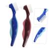 FRCOLOR 4pcs Denture Brushes Double Sided Denture Cleaning Brush Travel Size Portable Toothbrush for Seniors Red and Blue view 2