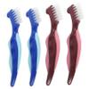 Anneome Denture Cleaning Brush Set 4pcs Double-Sided Small Toothbrushes for Denture Care and Travel Portable Oral Hygiene Brushes for Seniors, Red and Blue view 1
