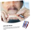 Anneome Denture Cleaning Brush Set 4pcs Double-Sided Small Toothbrushes for Denture Care and Travel Portable Oral Hygiene Brushes for Seniors, Red and Blue view 3
