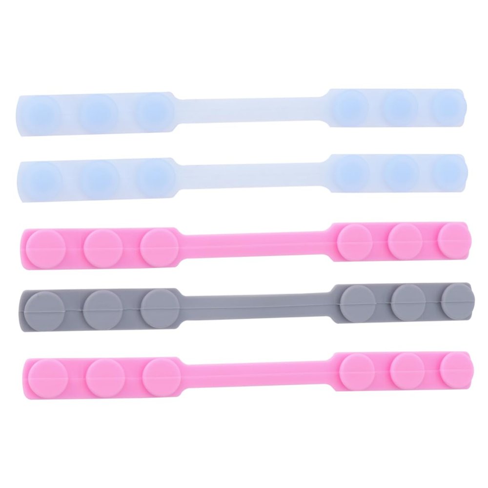 Hoement Silicone Mask Ear Protectors 5pcs Set Reusable Adjustable Anti-Pain Ear Hooks for Mask Extension Comfortable Earband Accessory for Everyday Use Random Color