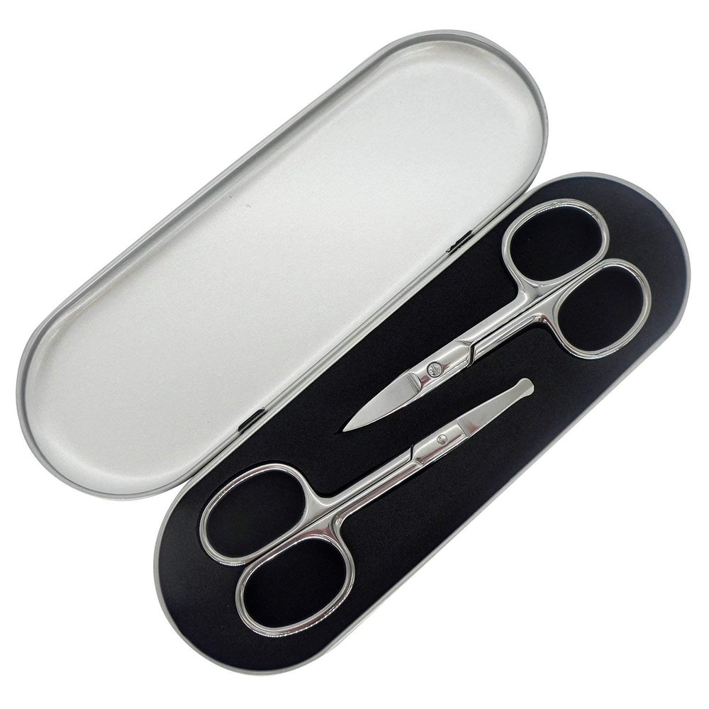 2Pcs Facial Hair Trimming Kit with Storage Box Stainless Steel Multifunctional Facial Hair and Beard Grooming Set for Men and Women