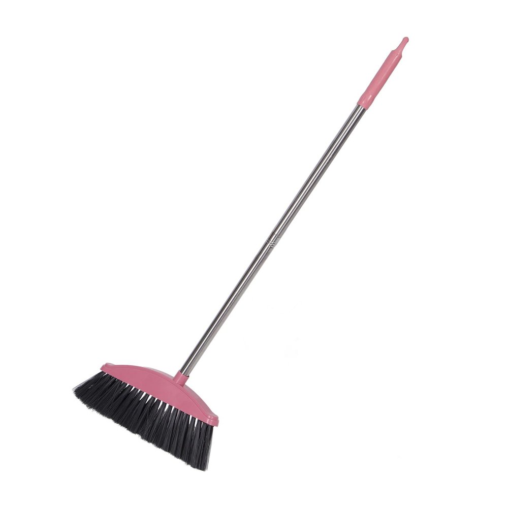 Alipis Indoor Dust Broom, Long Handle Angle Broom Floor Cleaning Brooms House Broom Stainless Steel Cleaning Sweeping Brooms for House and Kitchen Garden Pinks