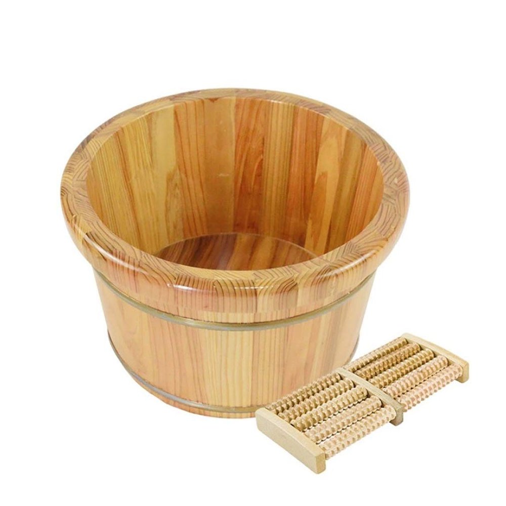 GANGUIO Sauna Wooden Bucket,Spa, Sauna,Soak, Handmade Massage Bucket Foot Bath,Foot Spa Wash Bucket Feet Bath Basin Tub