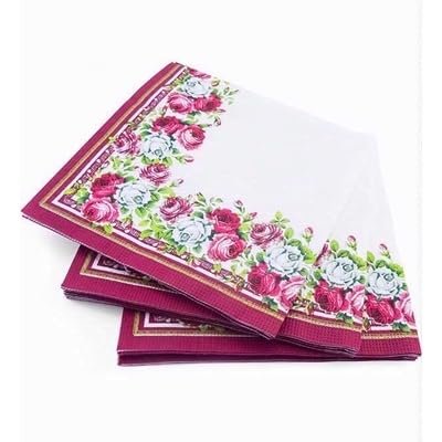 40 PPS 3-Ply Red Rose Border Design Tissue Paper Napkins Serviettes for Decoupage Lunch 33cm x 33cm - Pack of 20 x2 (Red Rose Border)