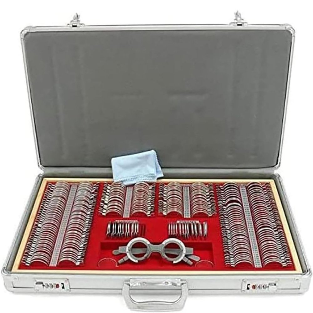 266 Pcs Optical Trial Lens Set With Aluminum Case,Metal Rim Optical Trial Lenses Set For Optometry With Optical Trial Frame,For Check The Refractive Error