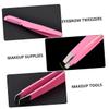 Healeved 4pcs Diagonal Eyebrow Clamps Stainless Steel Makeup Tweezers Eyebrow Brush Comb and Eyelash Application view 3