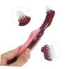 FRCOLOR Denture Cleaning Brush 2pcs Double-Sided Toothbrushes for Denture Care, Travel Size Portable Brushes with Red and Blue Handles, Suitable for Seniors and Braces Maintenance view 3