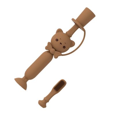 BCOATH Silicone Toothbrush for Toddlers Oral Care Tool Soft Bristles Suction Base Training Brush for Boys and Girls Years Safe Comfortable Bear Design Random Color