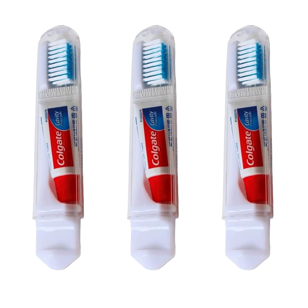 Wilosc Toothbrush Travel Set Compatible with Colgate Mini Toothpaste x 3 by Wilosc - Festival & Flight Essentials