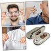 FRCOLOR Compact Home Glasses Container with Double Layer Design, Metal and Pu Leather Material, Protects Glasses from Scratches, Stores Two Eyeglasses, for Daily Use view 2