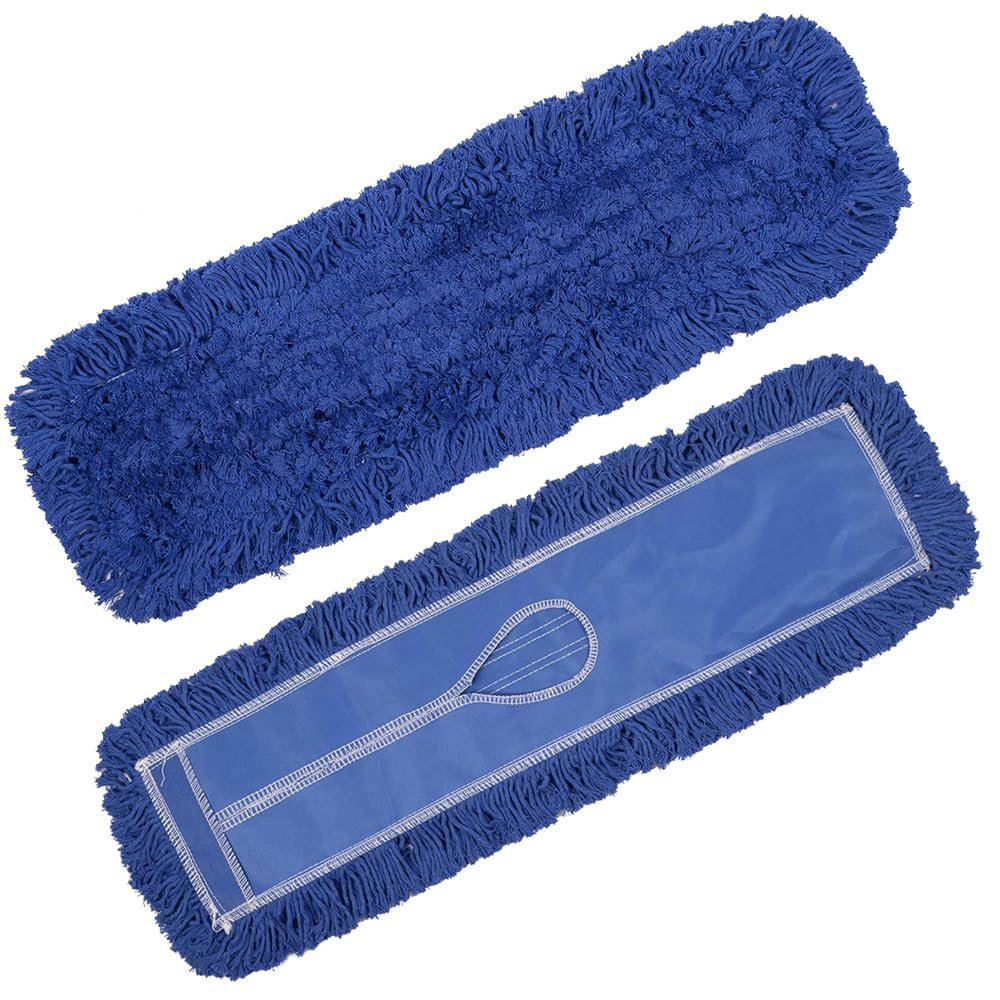 24" Industrial-Grade Cotton Dust Mop Head Refills, Perfect Replacement for Busy Home, Gym, Commercial Spaces, Heavy-Duty Mop for Janitorial & Housekeeping Needs - 2 Pack (Beige)