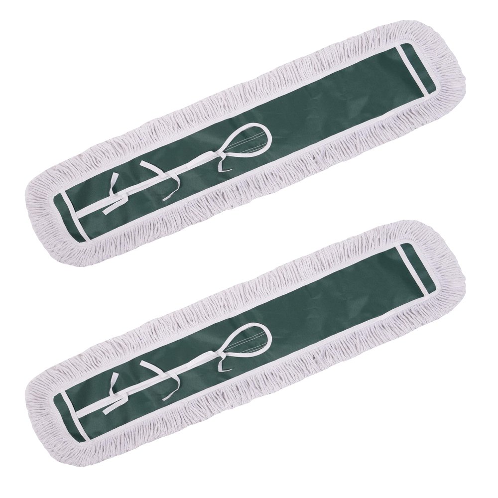 36" Industrial-Grade Cotton Dust Mop Head Refills, Perfect Replacement for Busy Home, Gym, Commercial Spaces, Heavy-Duty Mop for Janitorial & Housekeeping Needs - 2 Pack (White)