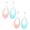 HAPINARY 4pcs Baby Toothbrush Set Extra Soft Bristles, Gentle Training Tooth Brush for Infant Oral Care, Soft Silicone Handle, Suitable for Newborns and Toddlers, Pink and Blue Colors view 1