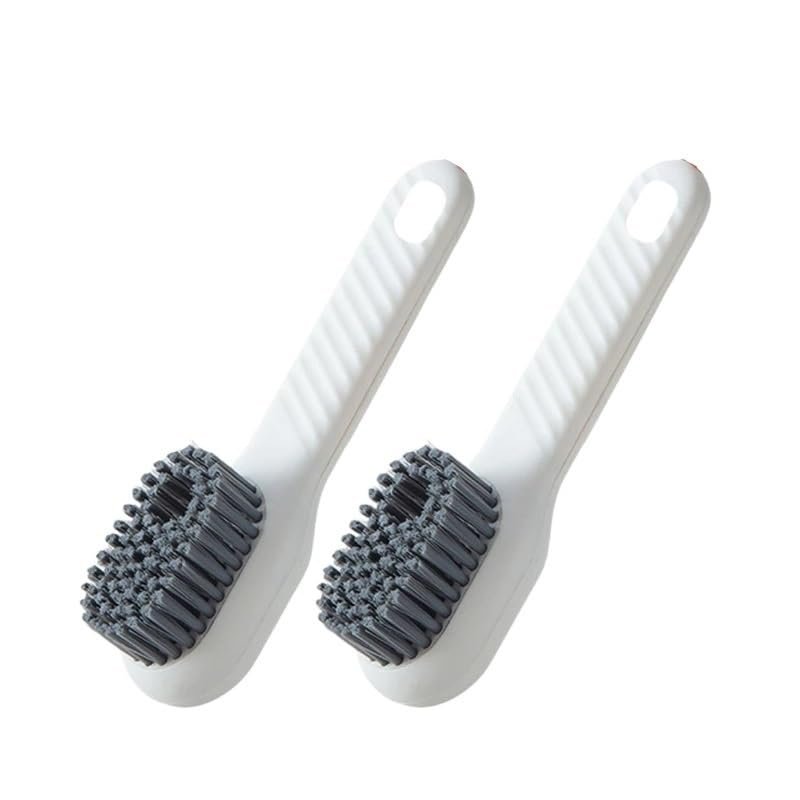 AD-BCrbgen Multi-purpose Shoe Cleaning Brush With Double Textured Bristles For Leather, Suede And Canvas Shoes.(White 2PCS)