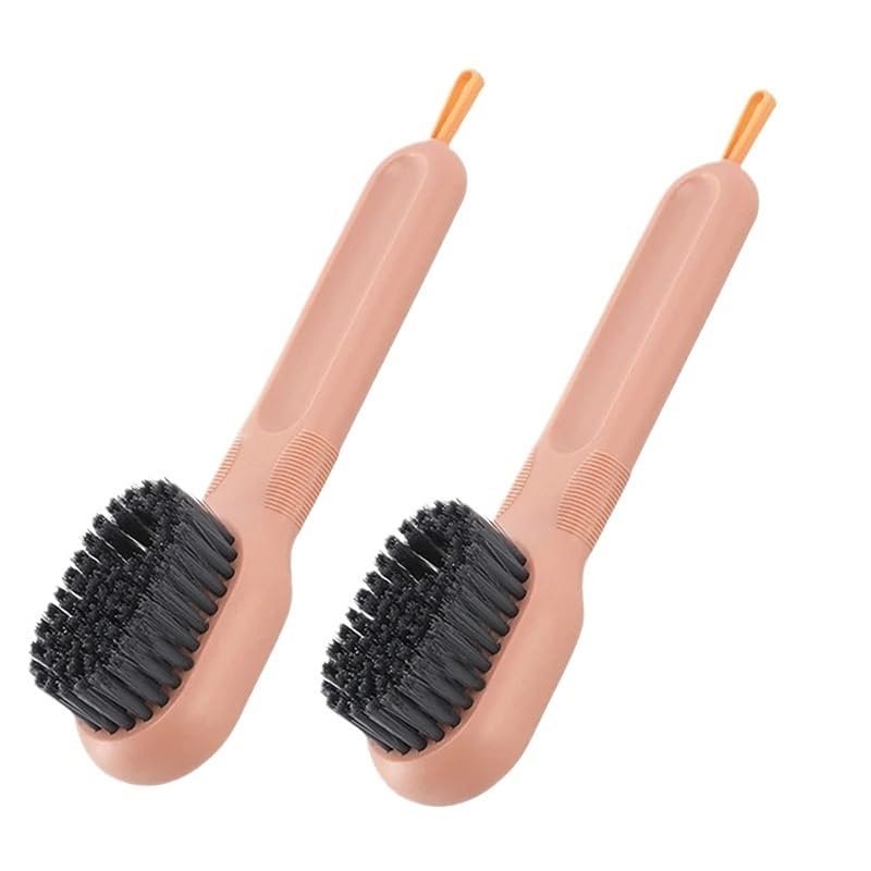 AD-BCrbgen Multi-purpose Shoe Cleaning Brush With Double Textured Bristles For Leather, Suede And Canvas Shoes.(2pcs pink1)