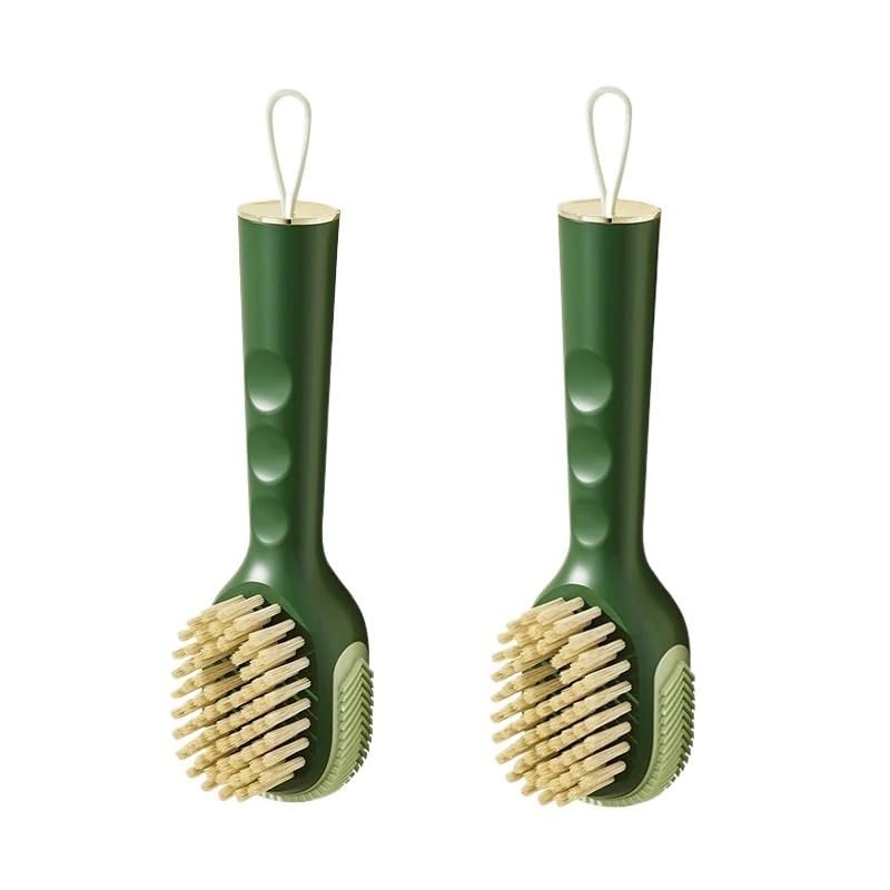 AD-BCrbgen Multi-purpose Shoe Cleaning Brush With Double Textured Bristles For Leather, Suede And Canvas Shoes.(2pcs green)