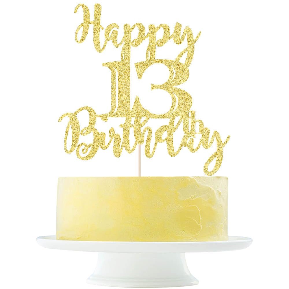 Yetxel Happy 13th Birthday Cake Topper 13 Anniversary/Birthday Cake Topper Party Decoration Happy 13th birthday cake decoration Hello 13 Party Anniversary Party Cake Decorations Supplies