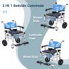 Naturalpowev 3-in-1 Bedside Commode Shower Wheelchair, Commode chair for Toilet with Padded Seat and Arms, Detachable Bucket, Height Adjustable & Flip-up Footrest view 2