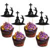 Gyufise 24Pcs Halloween Cupcake Toppers Black Glitter Zombie Hand Spider Cupcake Picks for Halloween Horror Movie Bloody Theme Birthday Party Cake Decorations Supplies view 1