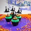 Gyufise 24Pcs Halloween Cupcake Toppers Black Glitter Zombie Hand Spider Cupcake Picks for Halloween Horror Movie Bloody Theme Birthday Party Cake Decorations Supplies view 4